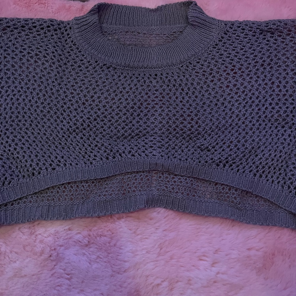 Grey mesh crop top